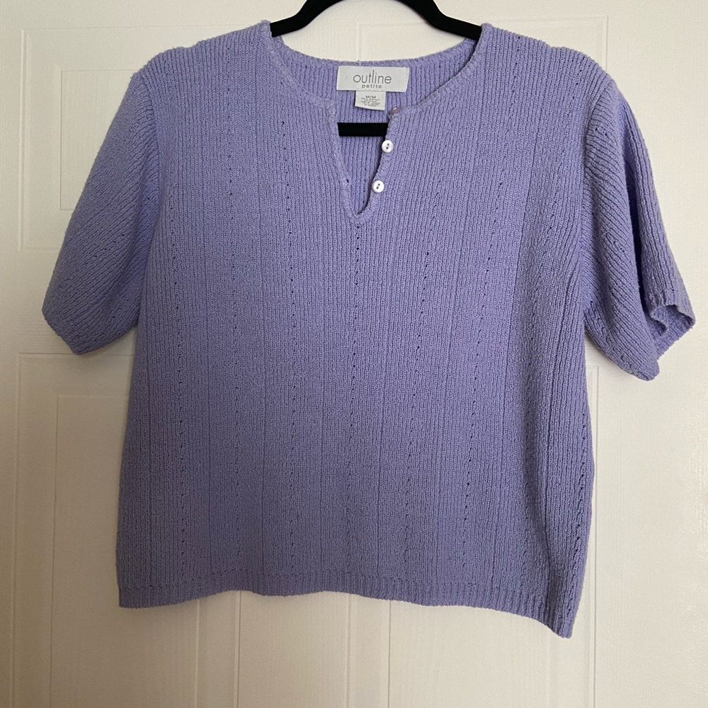 Outline Petite Purple Knit Short Sleeve Top size Medium